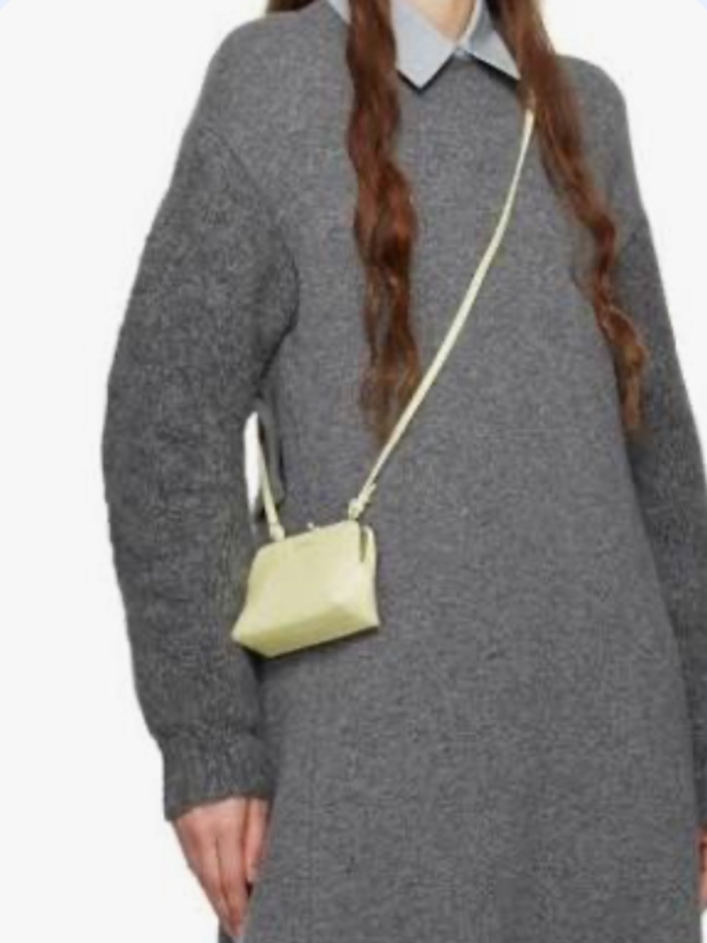 Jil Sander Snake-Embossed Mini Goji Crossbody Tea Green, NEW WITH FLAW